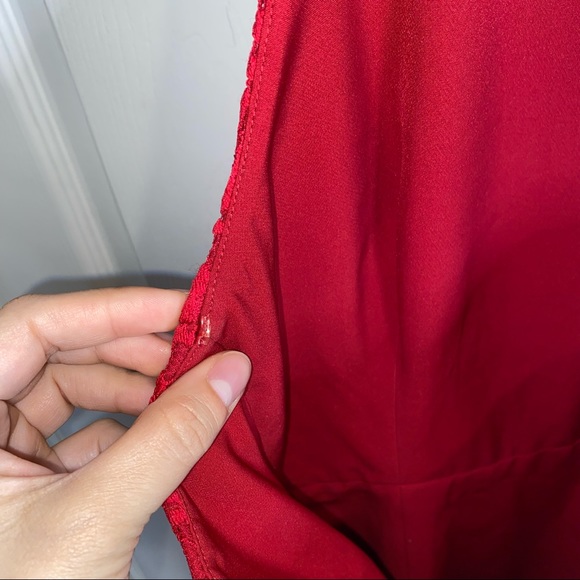 HOUSE OF CB RED MILAY LACE MINI HALTER NECK DRESS SIZE SMALL - Picture 10 of 13